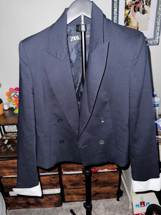 Zara Jackets & Blazers - Zara Women’s Navy Double-Breasted Blazer